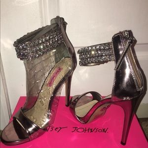 Betsey Johnson open toe diamond ankle Stiletto.